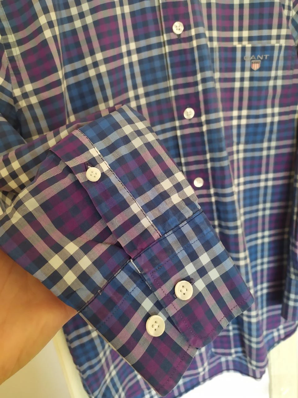 Chemise GANT Alessio Bay Poplin à Carreaux 100% Coton Homme S – photo 5